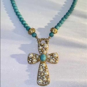 Turquoise Statement Cross Necklace